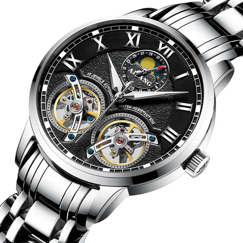AILANG top luxury brand men's automatic watch quality business waterproof expensive double tourbillon mechanical watches fashion