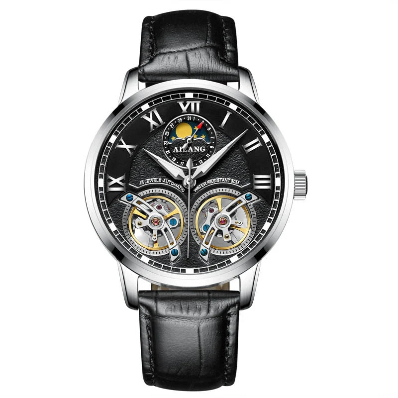 AILANG top luxury brand men's automatic watch quality business waterproof expensive double tourbillon mechanical watches fashion