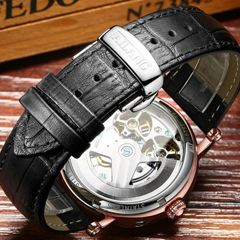 AILANG top luxury brand men's automatic watch quality business waterproof expensive double tourbillon mechanical watches fashion