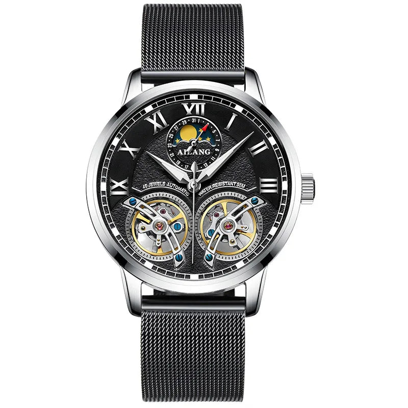 AILANG top luxury brand men's automatic watch quality business waterproof expensive double tourbillon mechanical watches fashion
