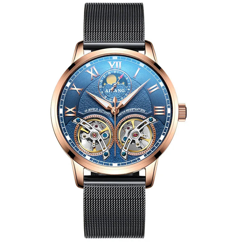 AILANG top luxury brand men's automatic watch quality business waterproof expensive double tourbillon mechanical watches fashion
