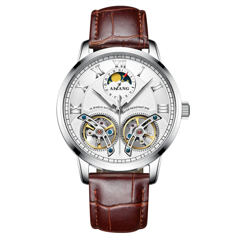AILANG top luxury brand men's automatic watch quality business waterproof expensive double tourbillon mechanical watches fashion