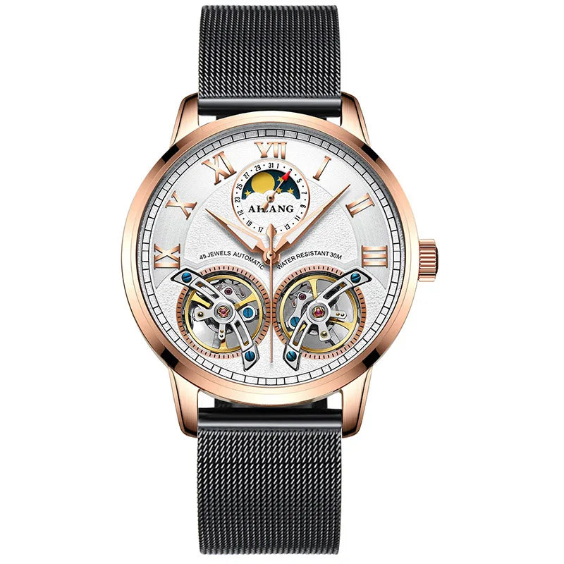 AILANG top luxury brand men's automatic watch quality business waterproof expensive double tourbillon mechanical watches fashion