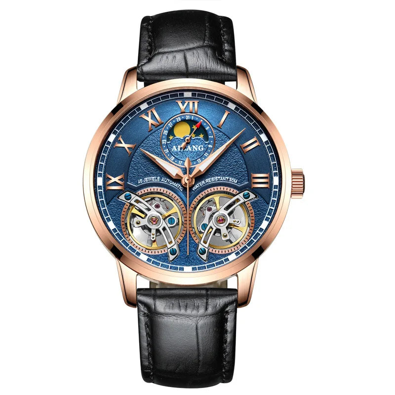 AILANG top luxury brand men's automatic watch quality business waterproof expensive double tourbillon mechanical watches fashion