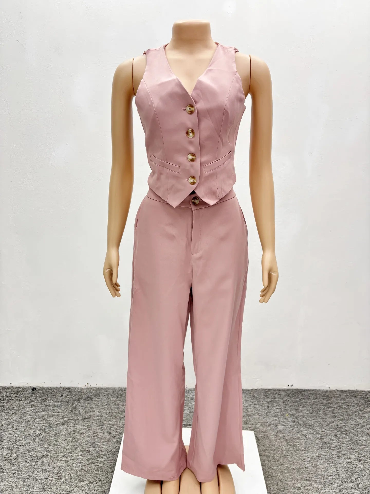 Pant Set Women Two Piece Sets Sleeveless V Neck Y2k Streetwear Vest Tops Wide Leg Long Pants Party Club Slim Fit Elegant Work