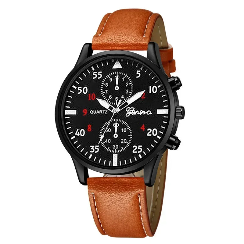 4/1pcs Men Watches Set Luxury Fashion Design Leather Watch Quartz Men Watch Clock Gift Montre Homme Relogio Masculino(no Box)