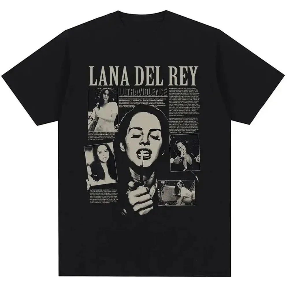 Singer Lana Del Rey Print T Shirt Men Women Fashion Hip Hop Streetwear Harajuku Short Sleeve Plus Size T Shirt Unisex Top