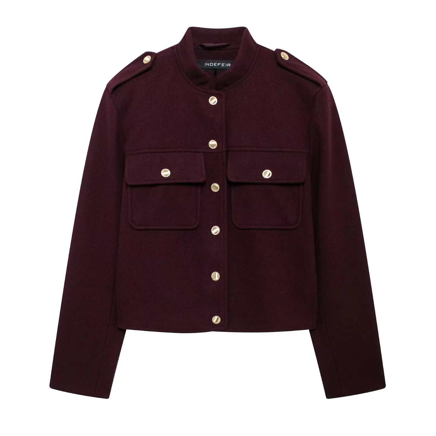 TRAFZA 2024 Fashion Women Soft Tweed Bomber Jacket O-Neck Long Sleeve Pockets Buttons Loose Woolen Coat Female Streetwear