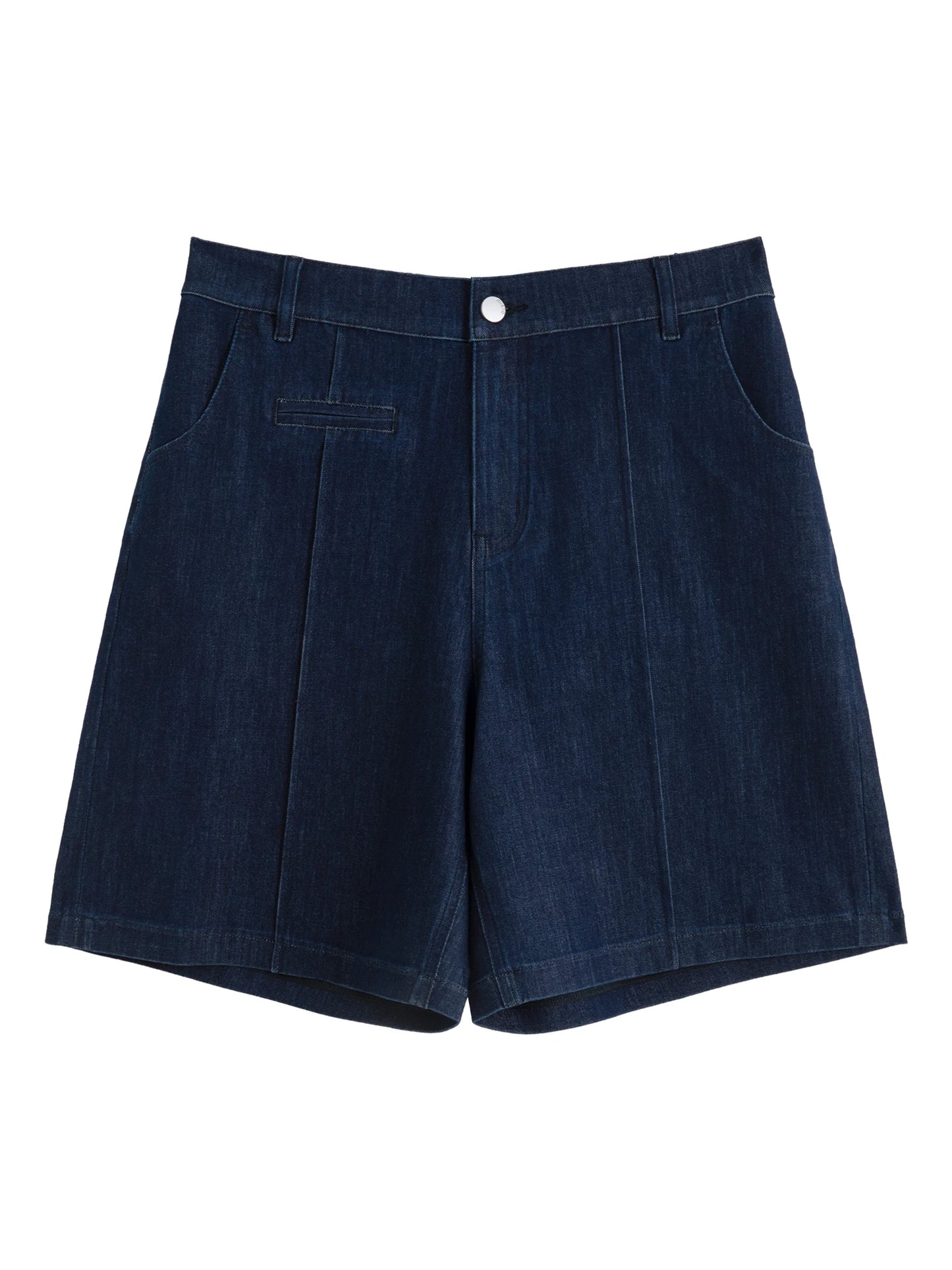 DUSHU 2025 Summer Women's Stretch Denim Mid-Length Shorts - Streamlined Straight-Leg Design & Versatile Urban Jeans
