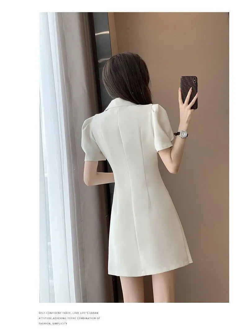 CGC Casual Slim Office Elegant Short Dresses For Women Korean Fashion Summer White Dresses 2024 Short Sleeve Female Clothing
