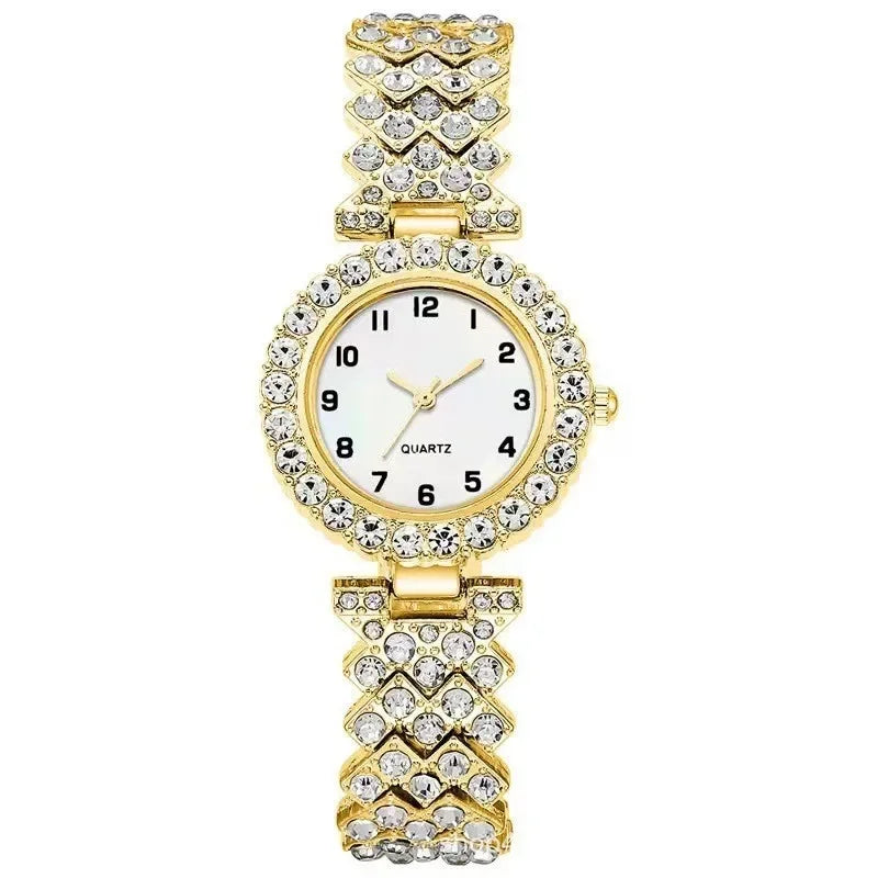 2pcs Luxury Fashion Women Watch Set Silver Strap Ladies Quartz Wristwatch Alloy Bracelet for Ladies Jewelry Set Clock Gift