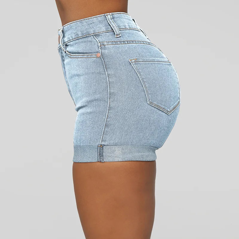Denim Pant Women Mom Jeans Shorts Pants Bodycon High Waist Short Trousers Sexy Y2k Streetwear Elegant Splice Party Club Simple