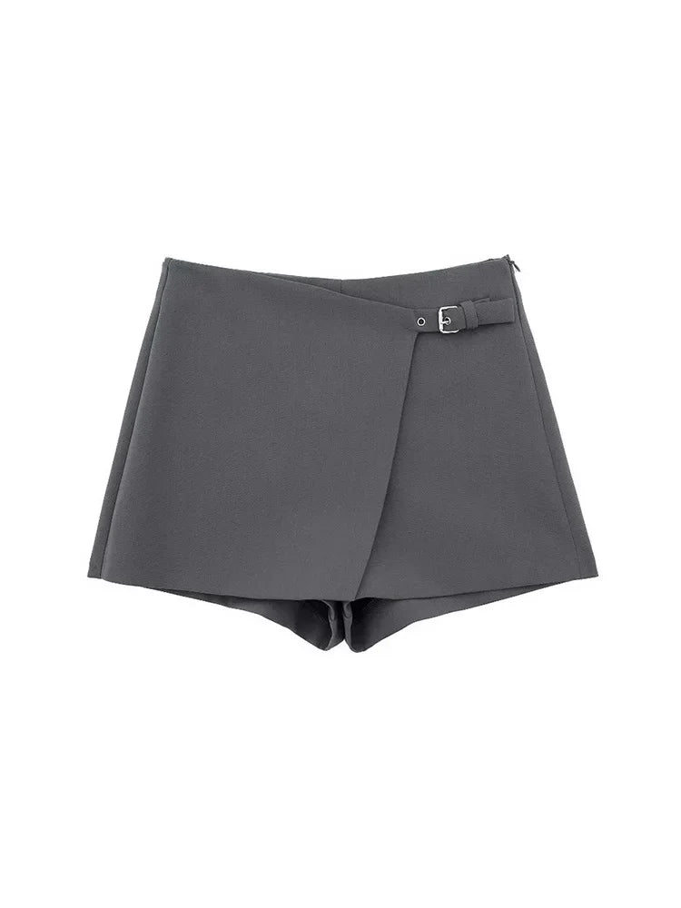 Willshela Women Fashion Solid Bandage Side Zipper Mini Skirts Shorts Vintage High Waist Female Chic Lady Shorts
