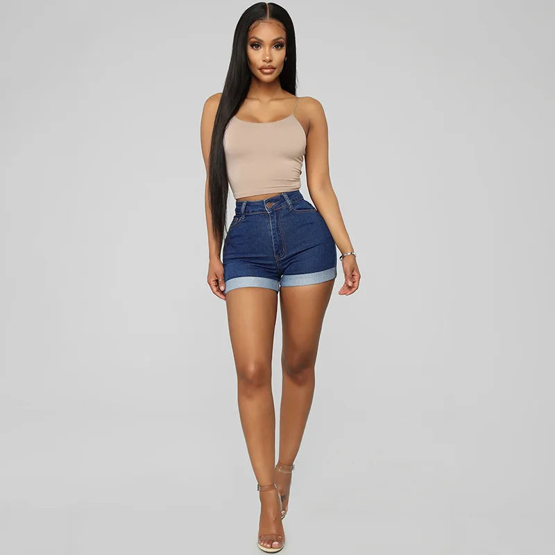 Denim Pant Women Mom Jeans Shorts Pants Bodycon High Waist Short Trousers Sexy Y2k Streetwear Elegant Splice Party Club Simple