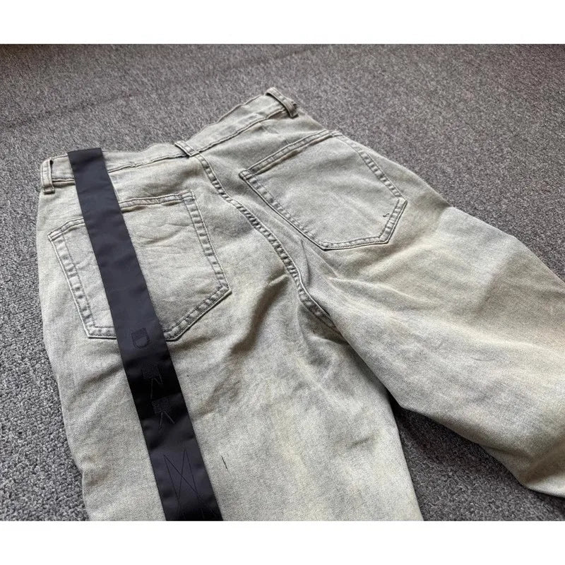 Brand New Rick Washed Blue Zipper Pocket Fit slim fit PANT Jeans Cotton Denim Pants Comfort Casual Jeans Size S M L XL #B4