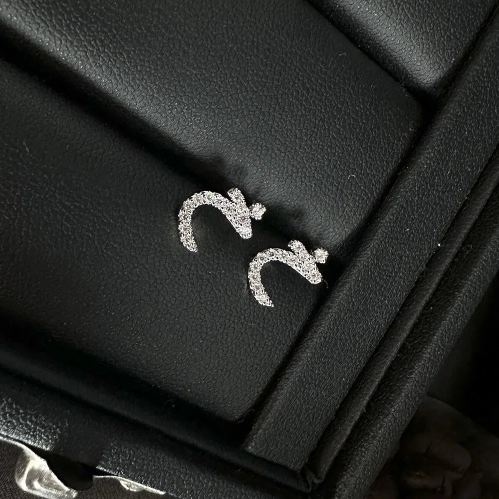 Arabic Love Letter Earrings for Women silver Plated AAA Zircon Earrings 2023 Luxury Aesthetic Jewelry Gift Wife Lover Jewelry