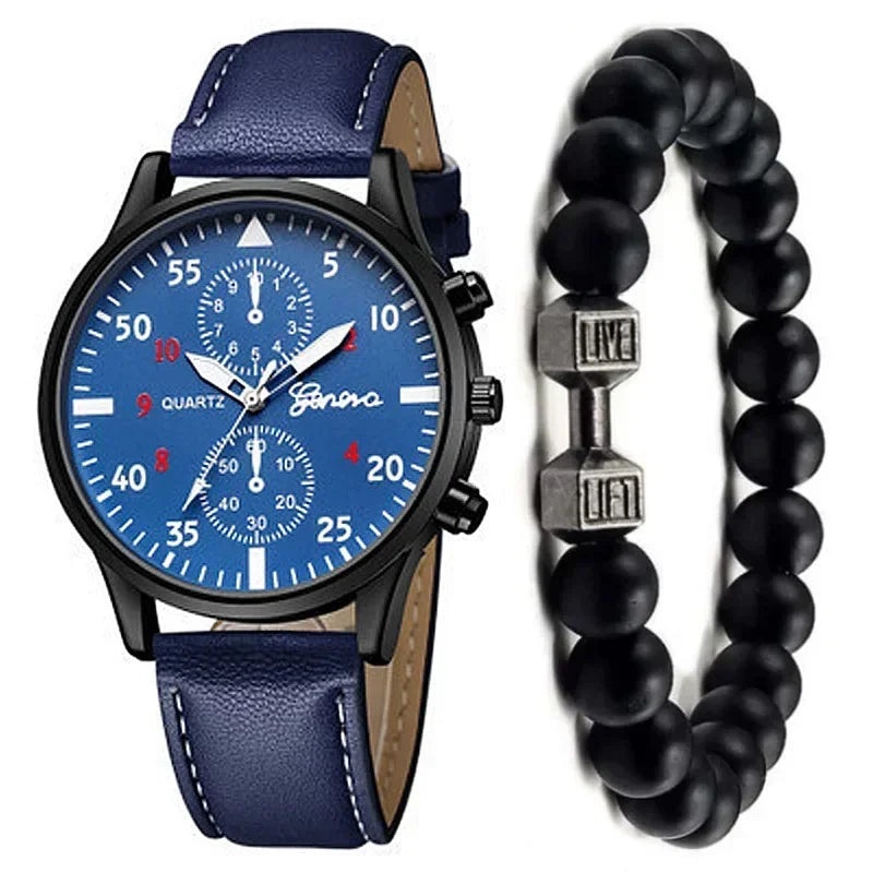 4/1pcs Men Watches Set Luxury Fashion Design Leather Watch Quartz Men Watch Clock Gift Montre Homme Relogio Masculino(no Box)