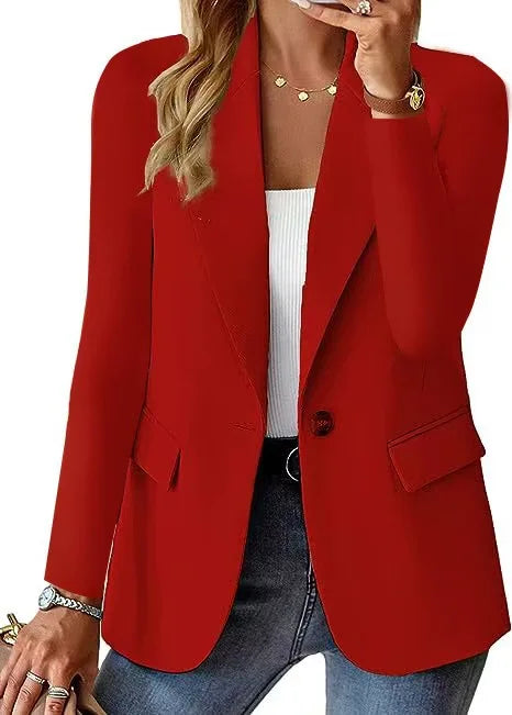 Fashion And Casual Women's Jacket, Spring And Autumn New Style, Solid Color Lapel Long Sleeved Suit Jacket