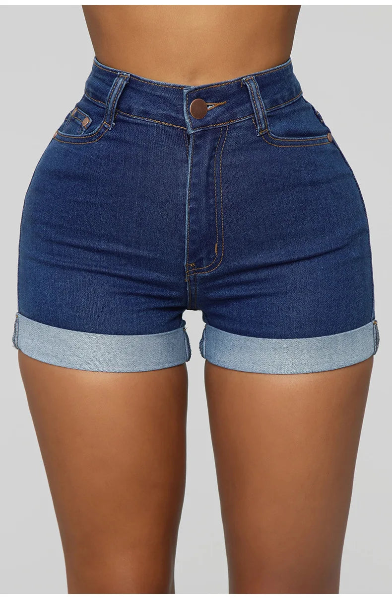 Denim Pant Women Mom Jeans Shorts Pants Bodycon High Waist Short Trousers Sexy Y2k Streetwear Elegant Splice Party Club Simple