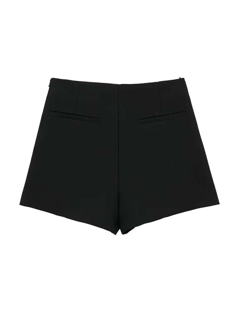 Willshela Women Fashion Solid Bandage Side Zipper Mini Skirts Shorts Vintage High Waist Female Chic Lady Shorts