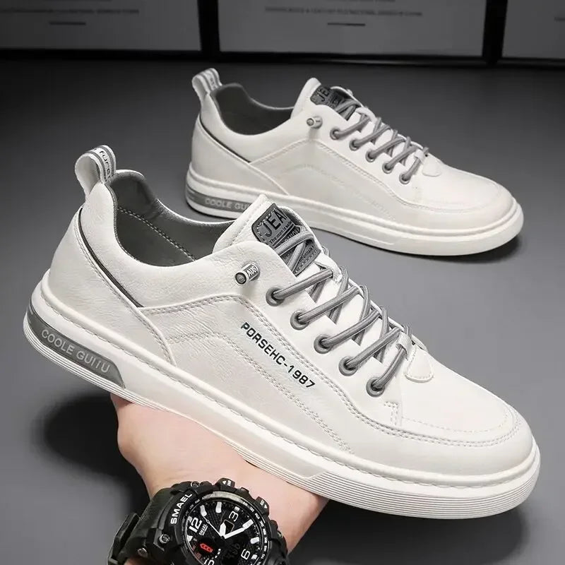 Men's Thick Sole Sneakers Designer Sports Shoes Fashion Casual Fiber Leather Breathable Height Increase Flat Thick Sole Shoes