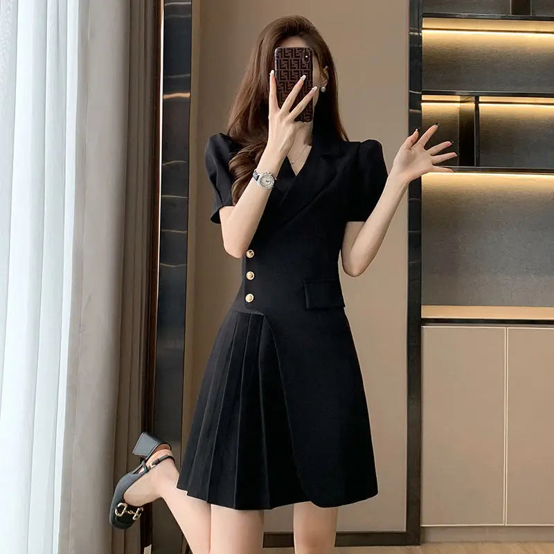 CGC Casual Slim Office Elegant Short Dresses For Women Korean Fashion Summer White Dresses 2024 Short Sleeve Female Clothing