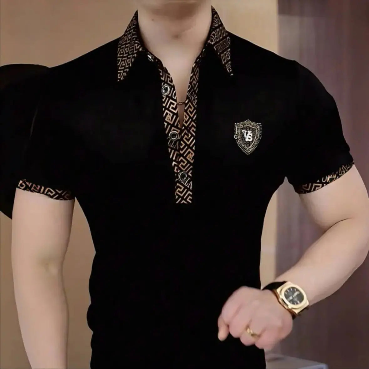 New Summer Fashion Light Luxury Handsome Short sleeved POLO Shirt Men's Casual Business Lapel Top