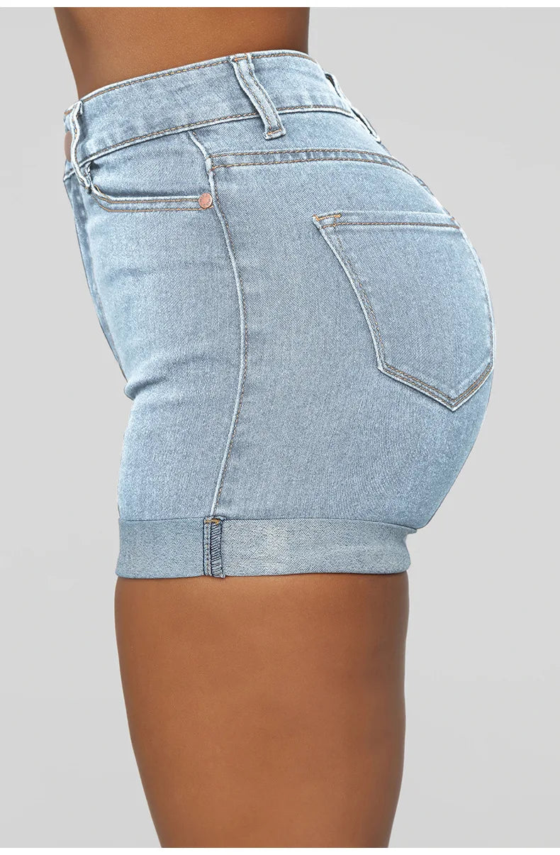 Denim Pant Women Mom Jeans Shorts Pants Bodycon High Waist Short Trousers Sexy Y2k Streetwear Elegant Splice Party Club Simple