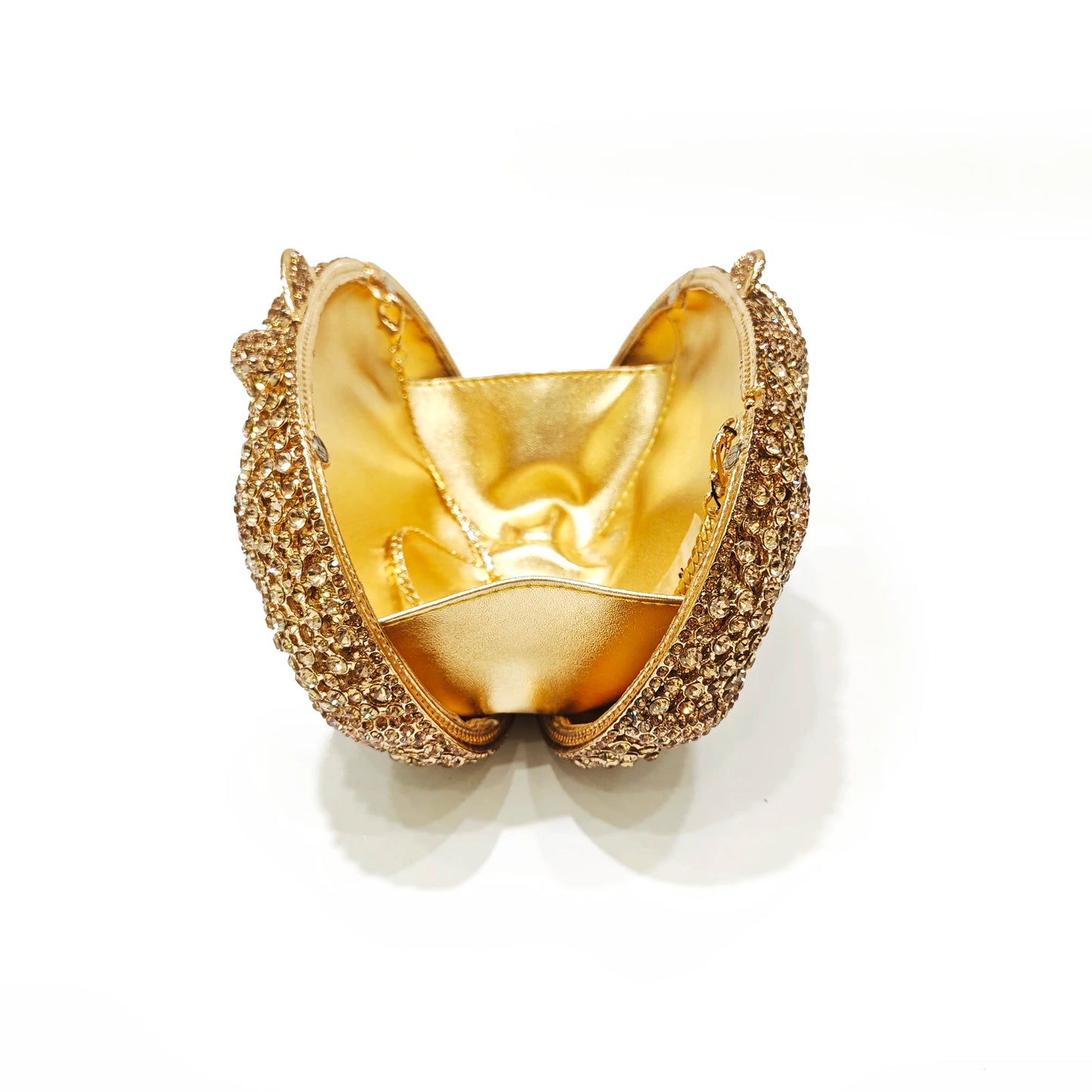 Gold Diamond Flower Evening Clutch Purse Oval Shape Rhinestone Crystal Wedding Bridal Clutches Luxury Phone Handbags