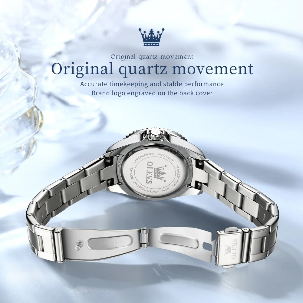 OLEVS Luxury Fashion Women's Watches Diamond Dial Luminous Quartz Watch Elegant Date Stainless Steel Original Brand Wrist Watch