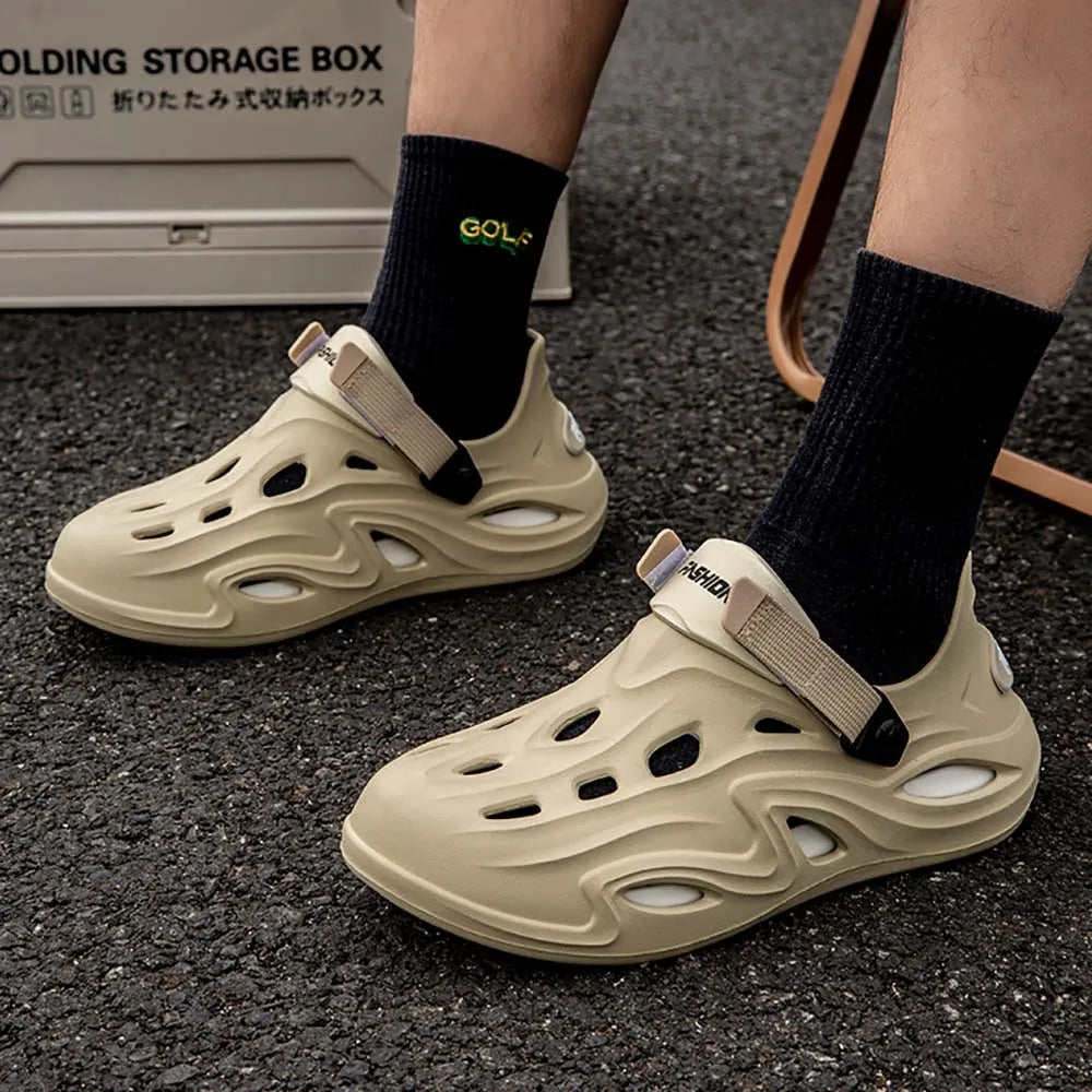 ZHIDA Men Summer Anti-slip Soft EVA Slippers Male Outdoor Hole Garden Sandals Casual Breathable Comfortable Flat Indoor Shoes