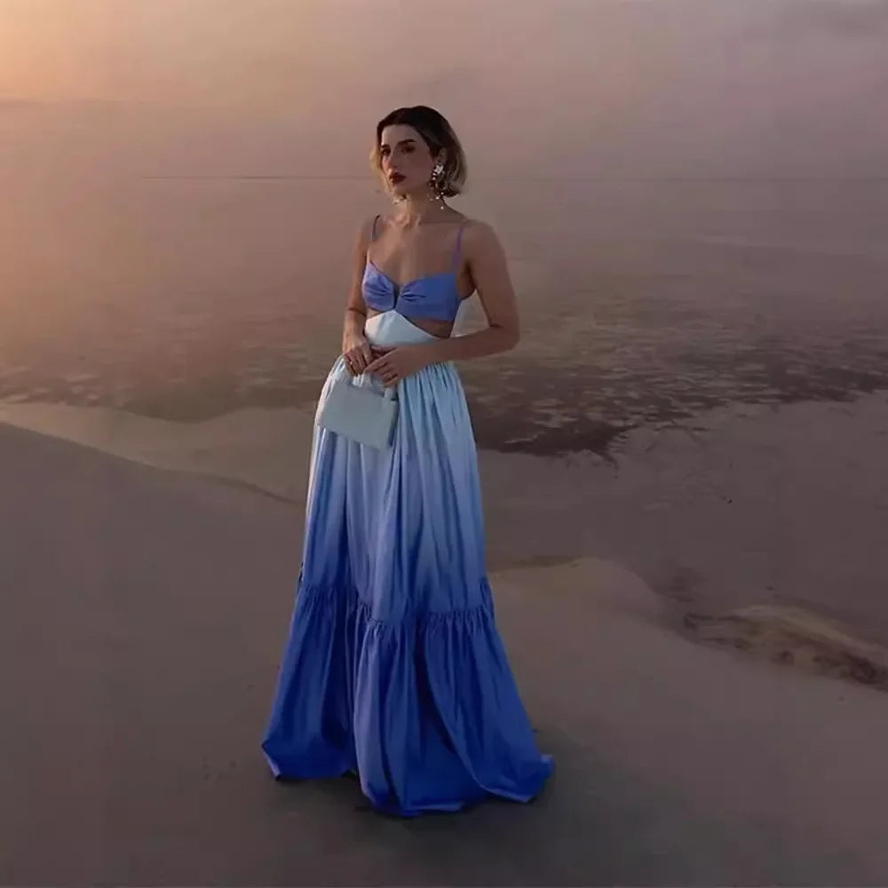 European And American Style Women's Fashion Tank Dress ZR Stock New Gradient Waist-Fitted Dress Sleeveless For All Seasons