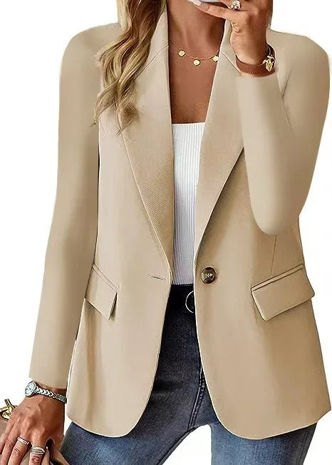Fashion And Casual Women's Jacket, Spring And Autumn New Style, Solid Color Lapel Long Sleeved Suit Jacket