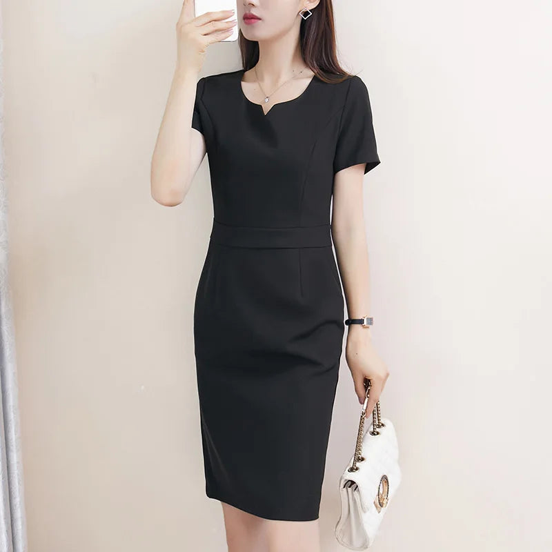 Summer Plus Size Women's Classy Fat mm Slimming Look and Flesh-Covering 100kg Work Clothes Elegant Summer Professional Dress
