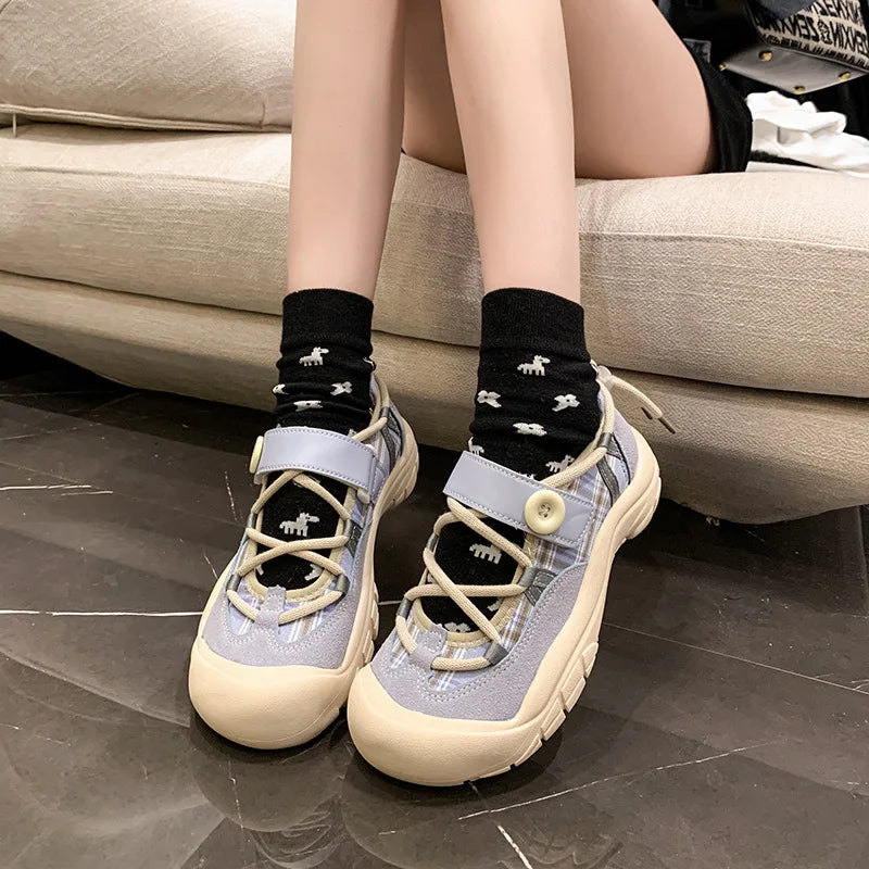 Student big head sports shoes for women all-match 2024 new spring and autumn ugly cute sneakers