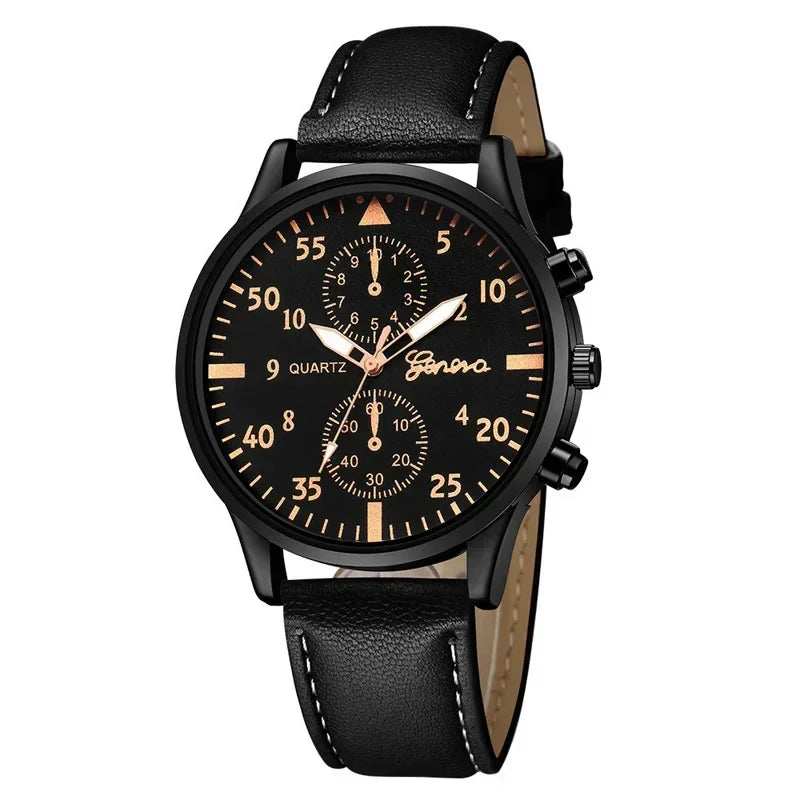 4/1pcs Men Watches Set Luxury Fashion Design Leather Watch Quartz Men Watch Clock Gift Montre Homme Relogio Masculino(no Box)