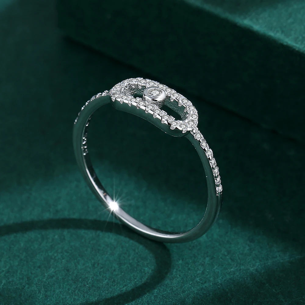 2022 NEW Luxury Ring Women's Real S925 Sterling Silver Diamond Zircon Pig Nose Female Fashion Girlfriend Gift Engagement Jewelry
