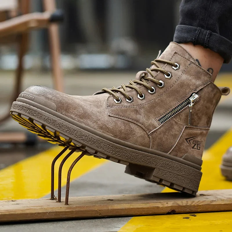 Latest 2024 Fashion Pig Skin Anti Scald Welding Shoes Indestructible Steel Toe Cap Nail Proof Men Safety Work Boots Sneakers