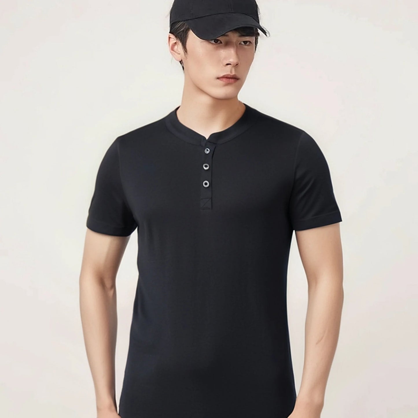 100% Merino Wool Henley T-Shirts Men Merino Short Sleeve Shirts Sports Running Everyday Tee Top Wicking Breathable Anti-Odor
