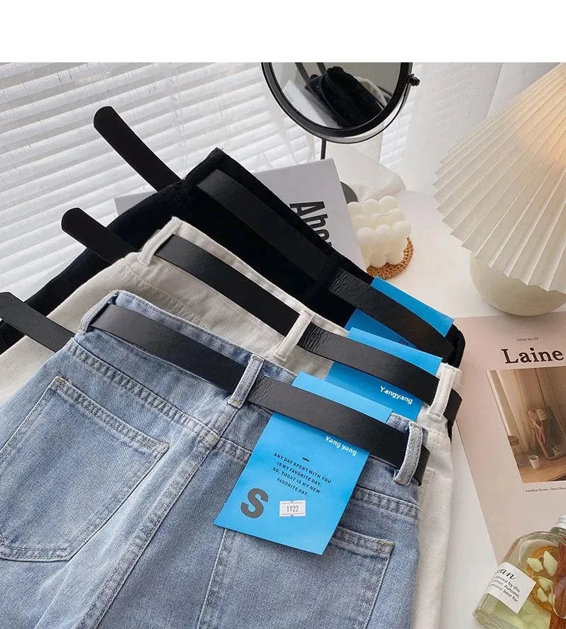 2022 New Spring Summer High-Waisted Slimming A- Line Denim Shorts Women's Loose-Fit Casual Heat Pants Rolled Edge Design