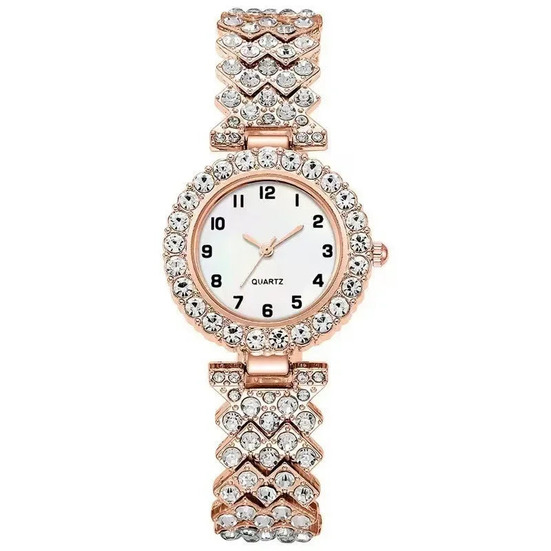 2pcs Luxury Fashion Women Watch Set Silver Strap Ladies Quartz Wristwatch Alloy Bracelet for Ladies Jewelry Set Clock Gift