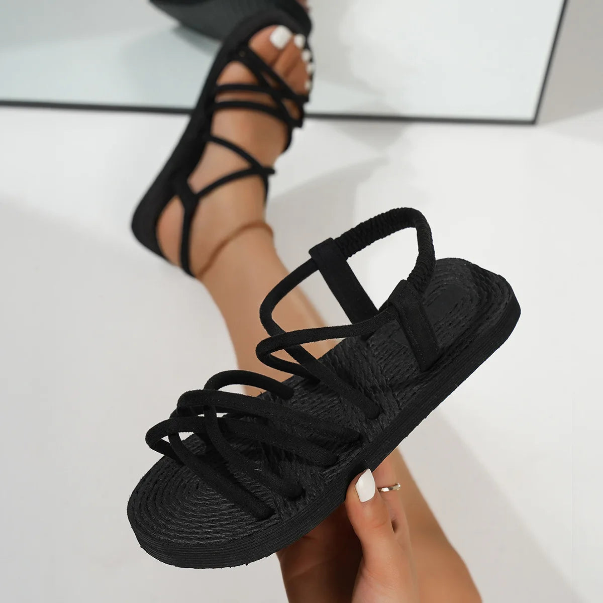 2025 New Summer Leisure Sandals For Women Flat Shoes Soft EVA Sole Light Weight Female Daily Walking Sandalias Street Footwear