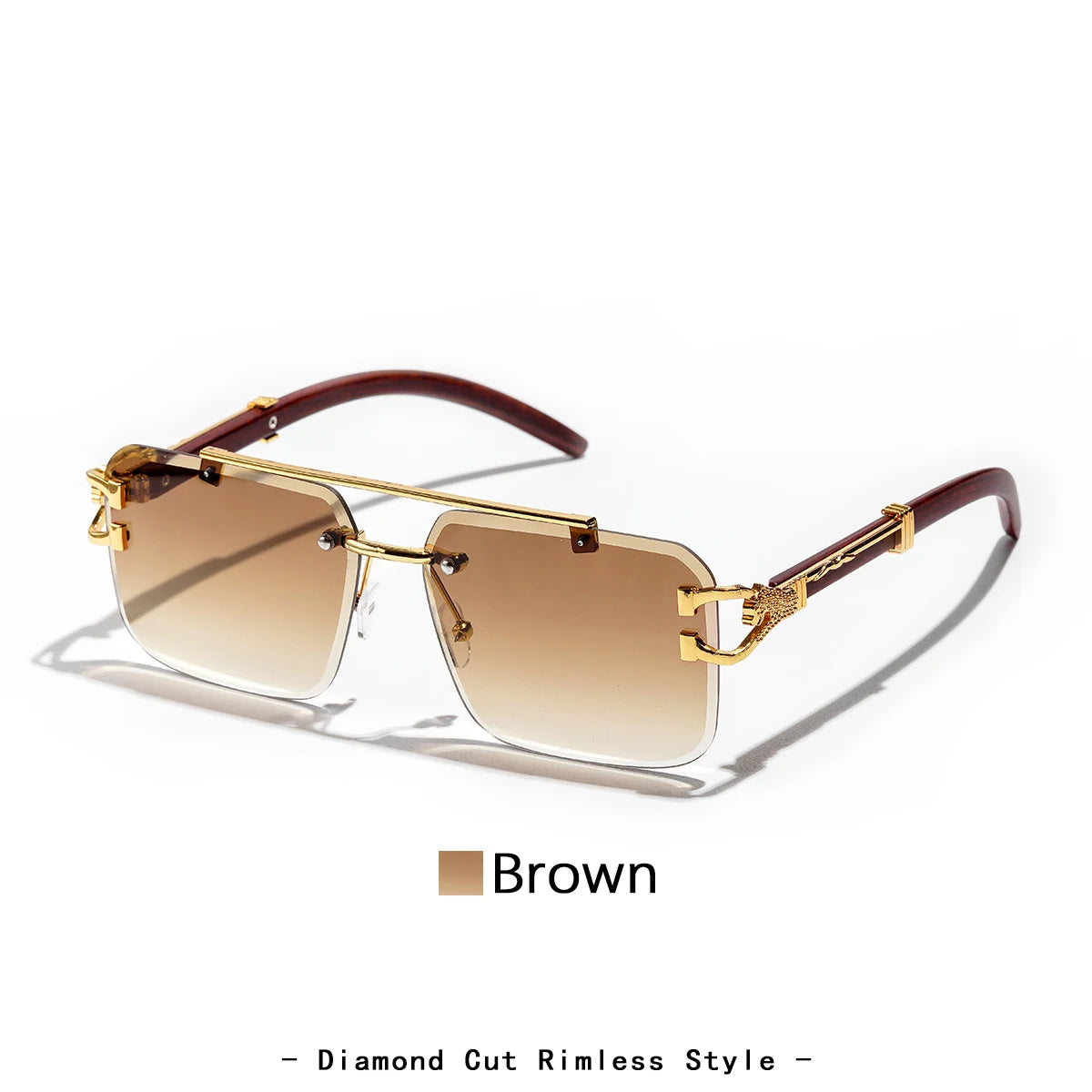 Ruiao Rimless Pilot Luxury Designer Brand Square Sunglasses Diamond Cut Shades UV400 Frameless Eye Glasses for Men And women