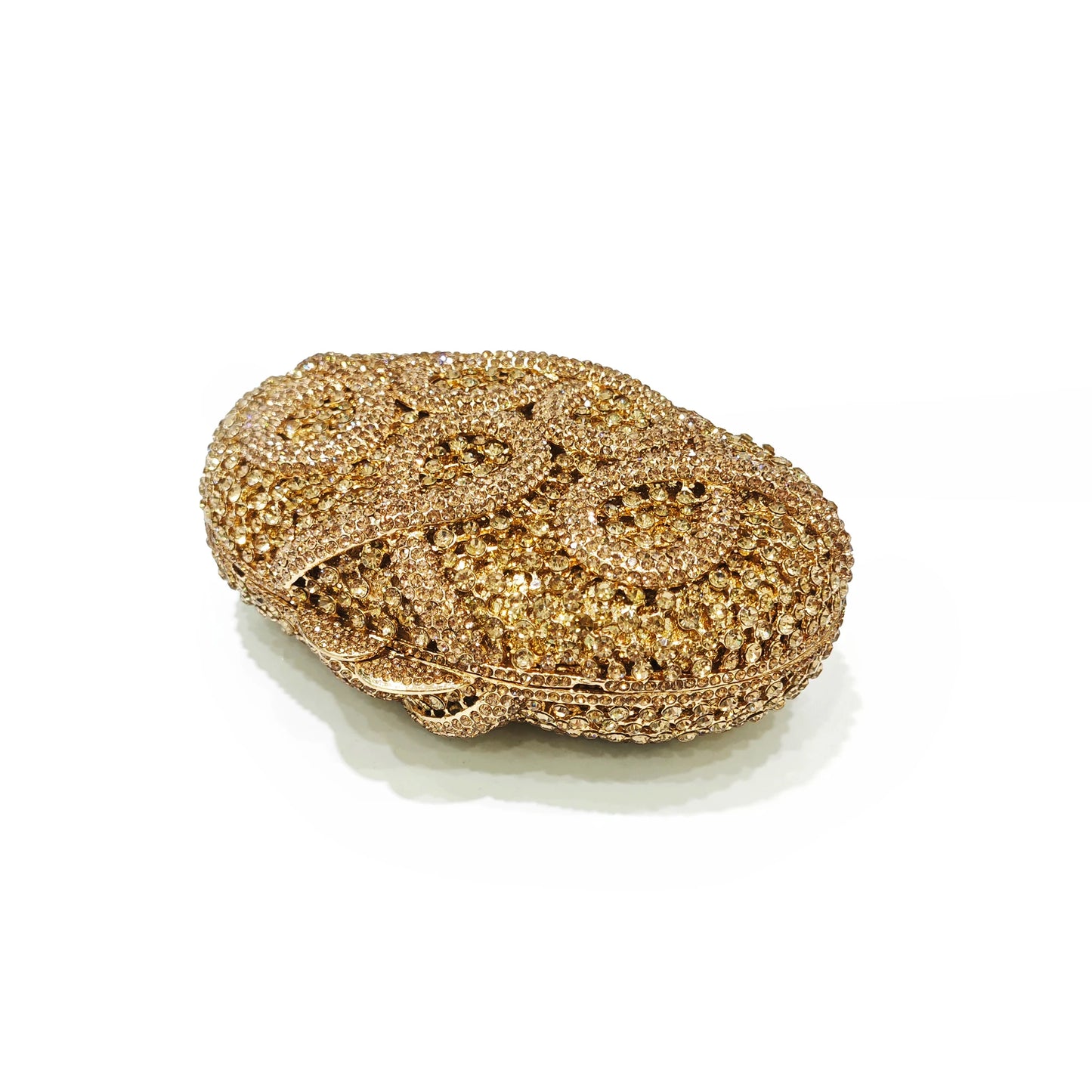 Gold Diamond Flower Evening Clutch Purse Oval Shape Rhinestone Crystal Wedding Bridal Clutches Luxury Phone Handbags