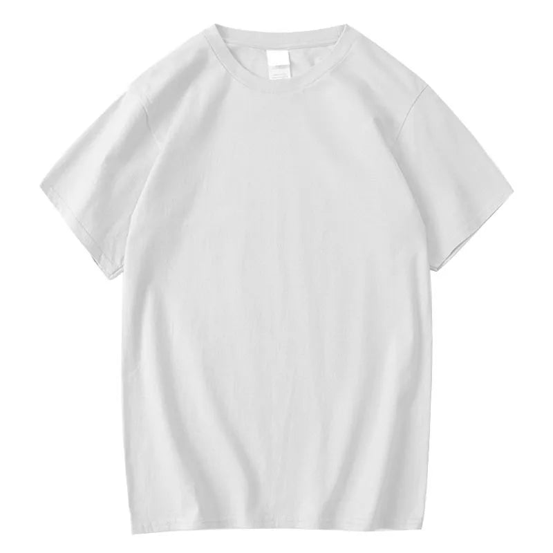 Summer Men's Short Sleeved T-shirt High-Quality Combed Cotton Solid Color Fashion Casual Round Neck Cool Women/Men Tops Loose