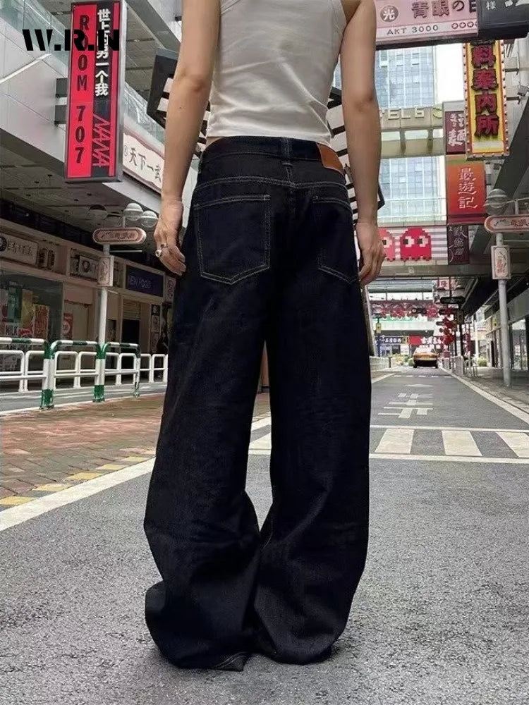 Vintage Y2K Wide Leg Loose Jeans Women Harajuku High Waist Baggy Denim Pants Korean Fashion Streetwear New Black Cowboy Trousers