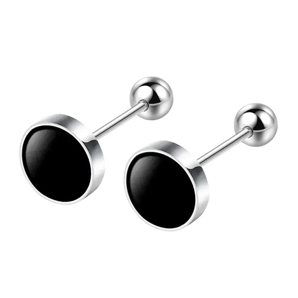 925 Sterling Silver Black heart Star Round Small Stud Earrings for Women Luxury High Quality Wedding Party Jewelry Gift
