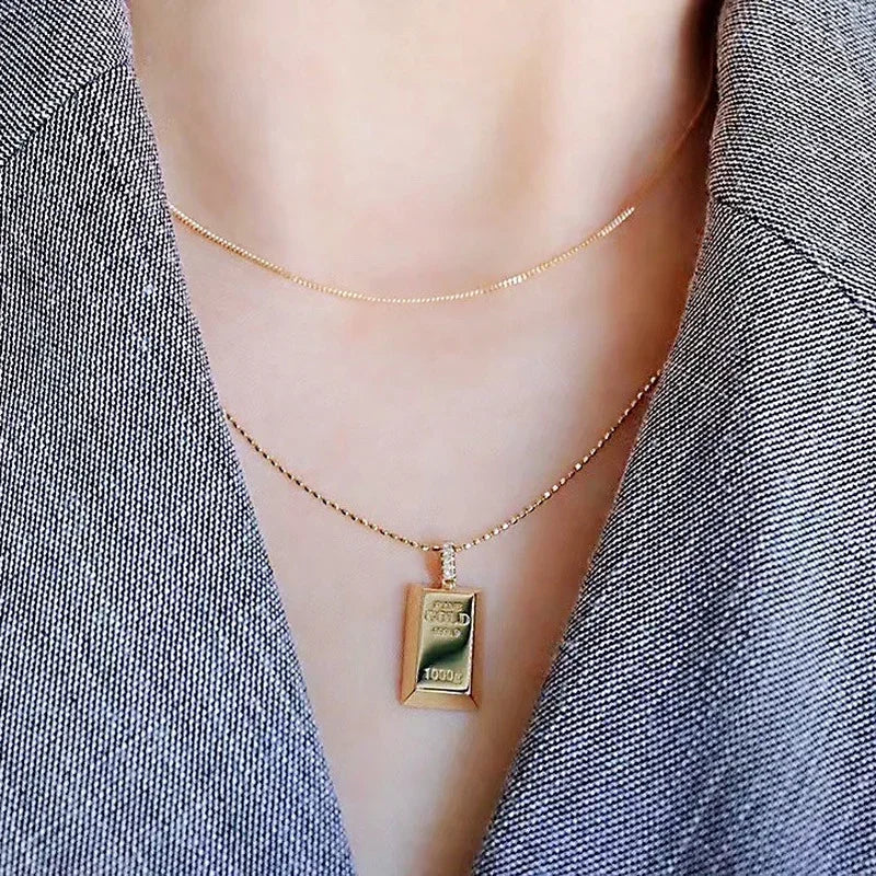 Luxury Soild 18K Gold Filled Pendant Charm Wedding Pendants Necklace For Women Bridal Party Choker Jewelry Gift