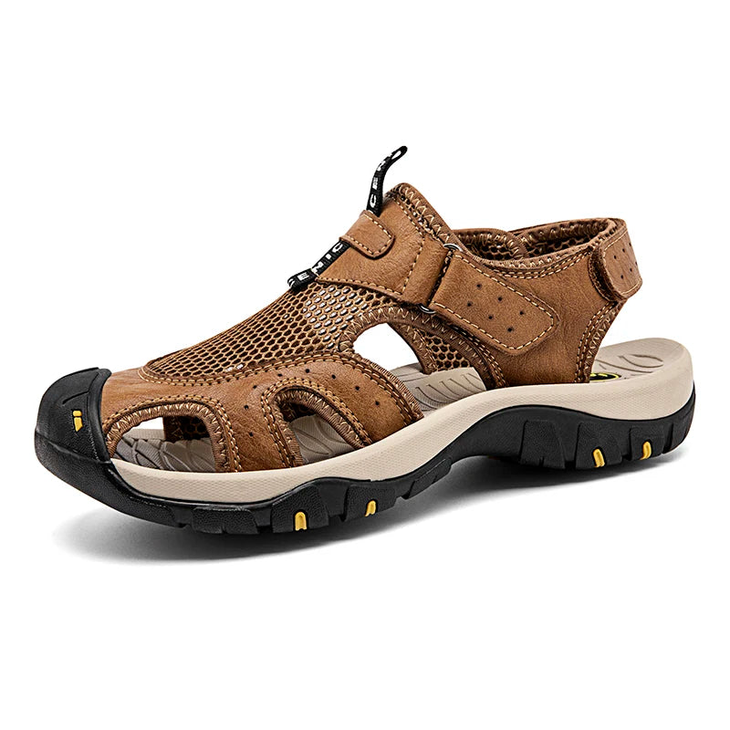 Summer Men's Sandals Breathable Mesh Upper Mens Casual Shoes Outdoor Men Leather Sandals for Men Beach Sandals Roman Mens Shoes