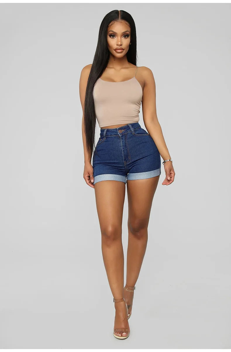 Denim Pant Women Mom Jeans Shorts Pants Bodycon High Waist Short Trousers Sexy Y2k Streetwear Elegant Splice Party Club Simple